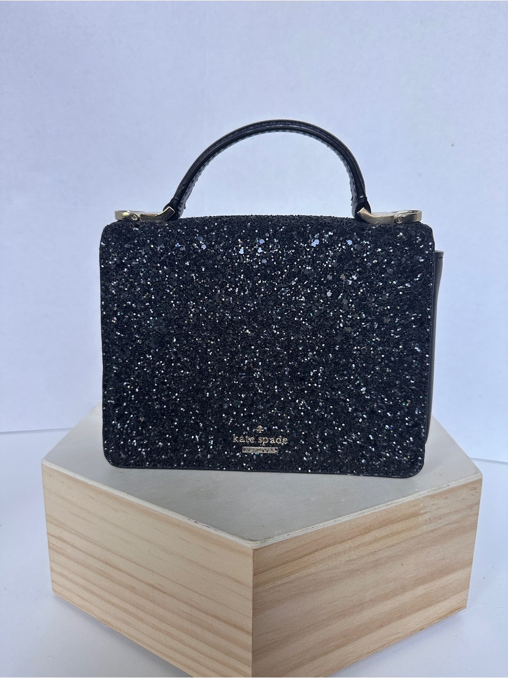 Kate Spade New York Maisie Black Rock Glitter Top Handle Handbag (No Strap)